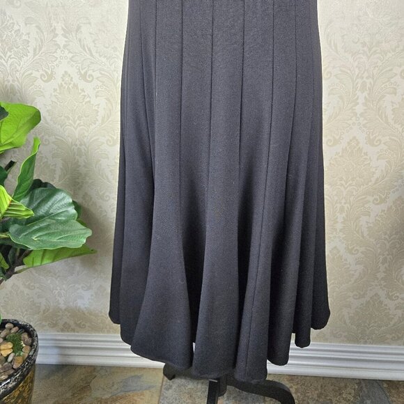 Calvin Klein Size 10 Black Fit and Flare Seamed Dress Sleeveless Hidden Back Zip - Picture 3 of 14